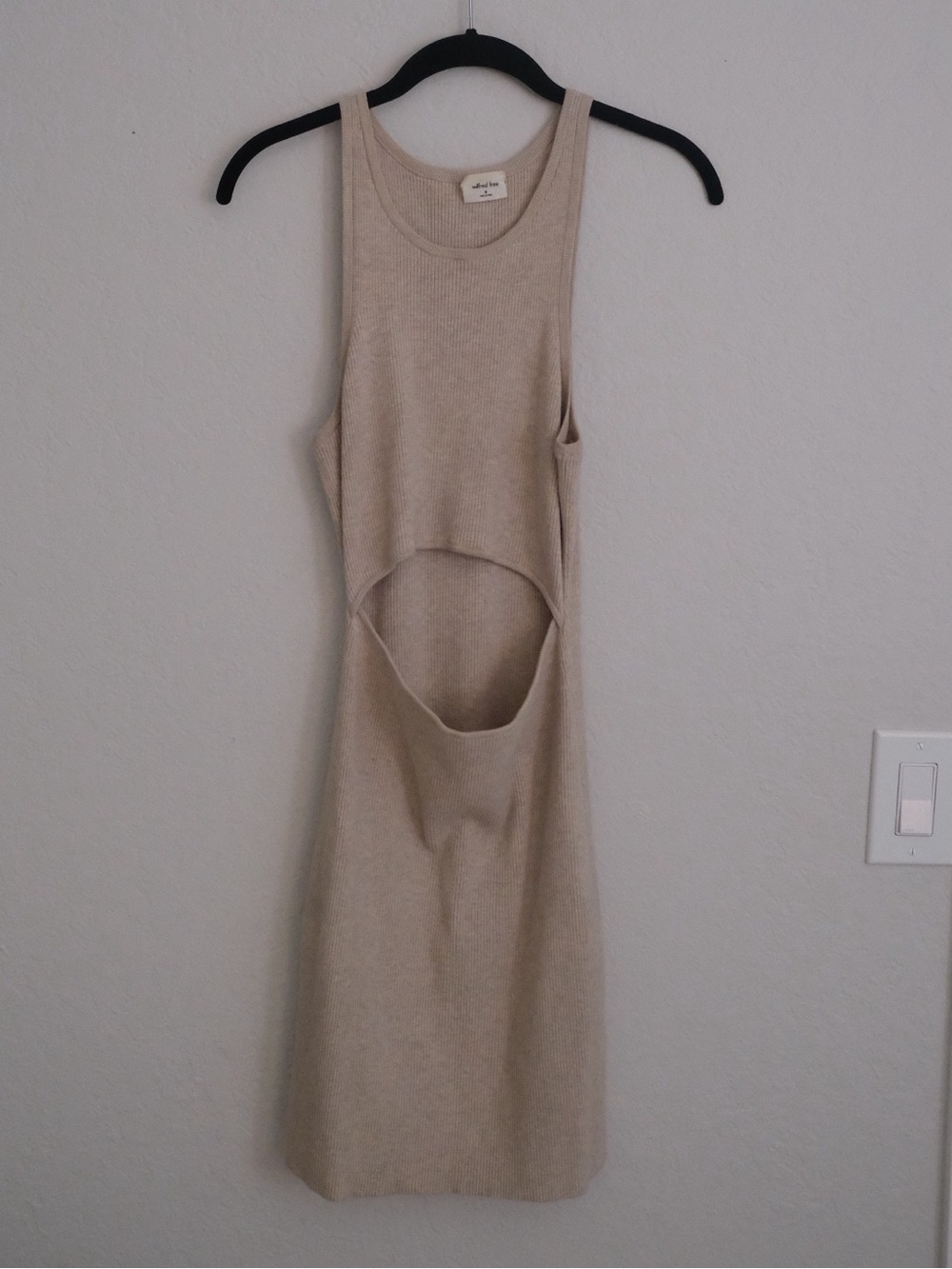 Wilfred Free Cut-Out Knit Tank Mini Dress in Oat